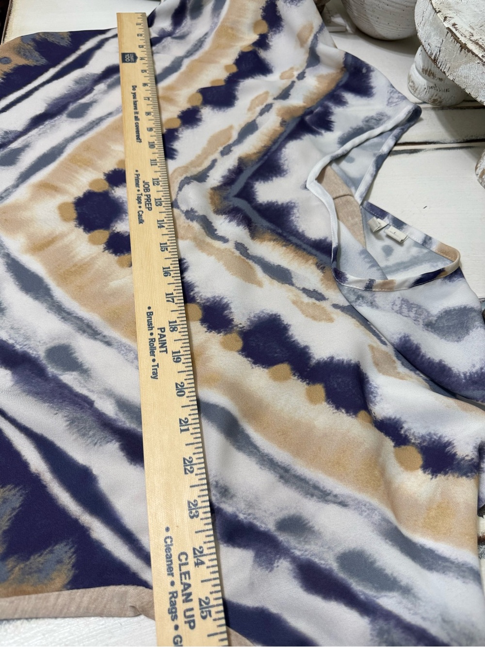EST 1946 V-Neck Tie-Dye Dolman Blouse in Navy and Beige Large - Picture 5 of 7